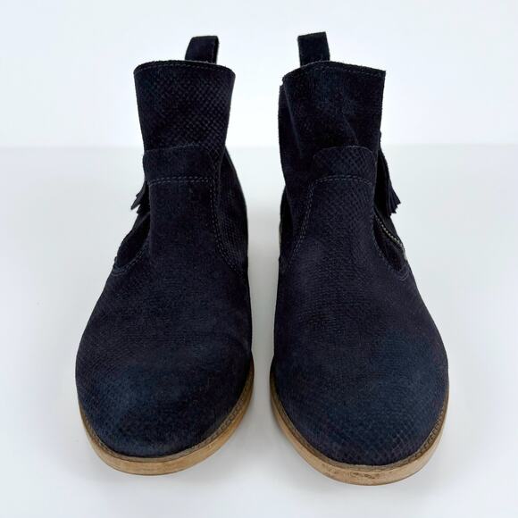 Tamaris Cigarra Blue Suede Leather Ankle Boots Size 39 Minimalist Casual Classic - Picture 2 of 15